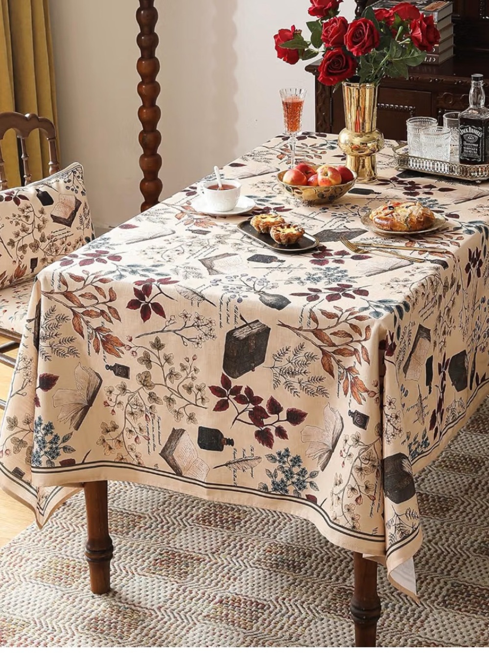 Designer French Linen Rectangular Tablecloth